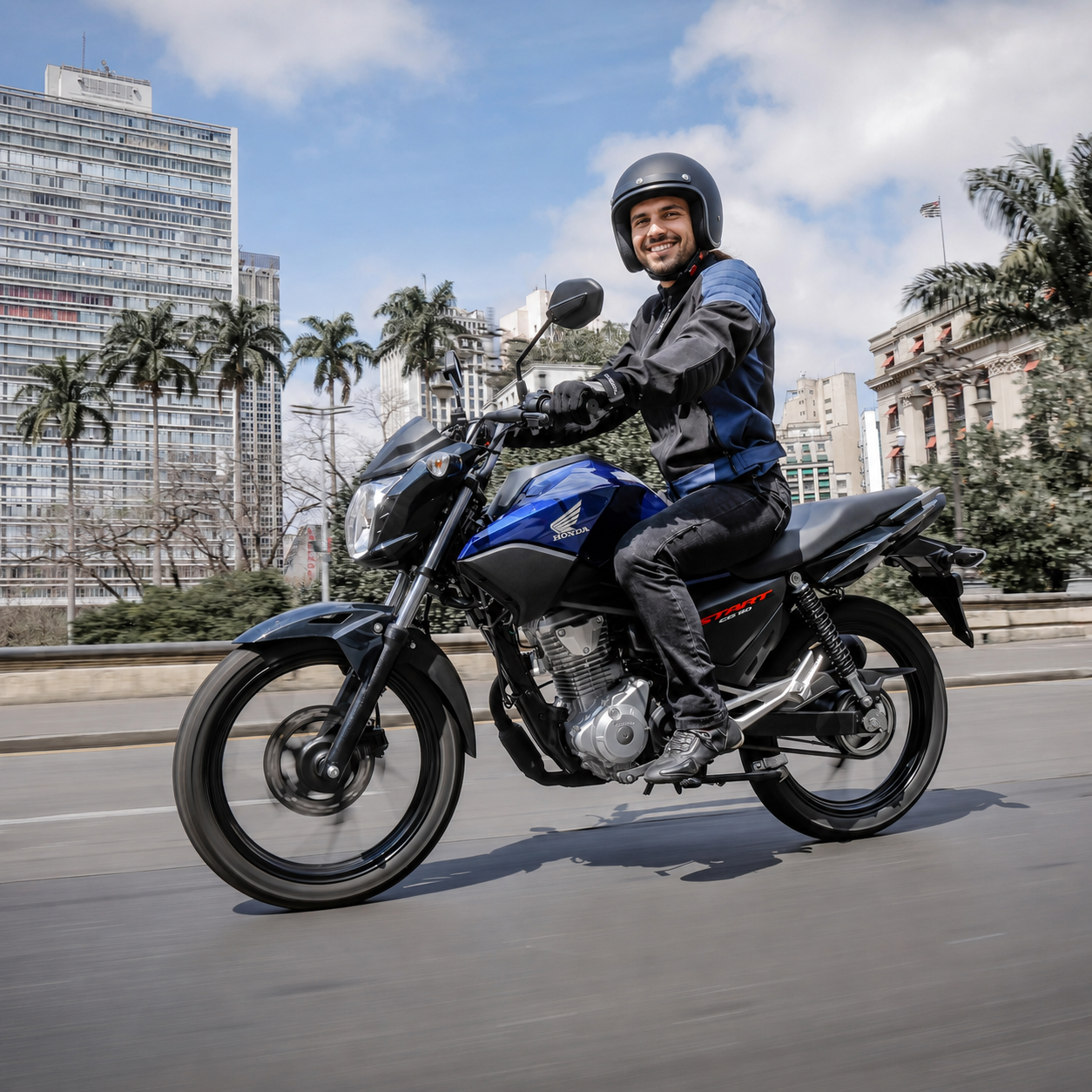 Motociclista com sua moto
